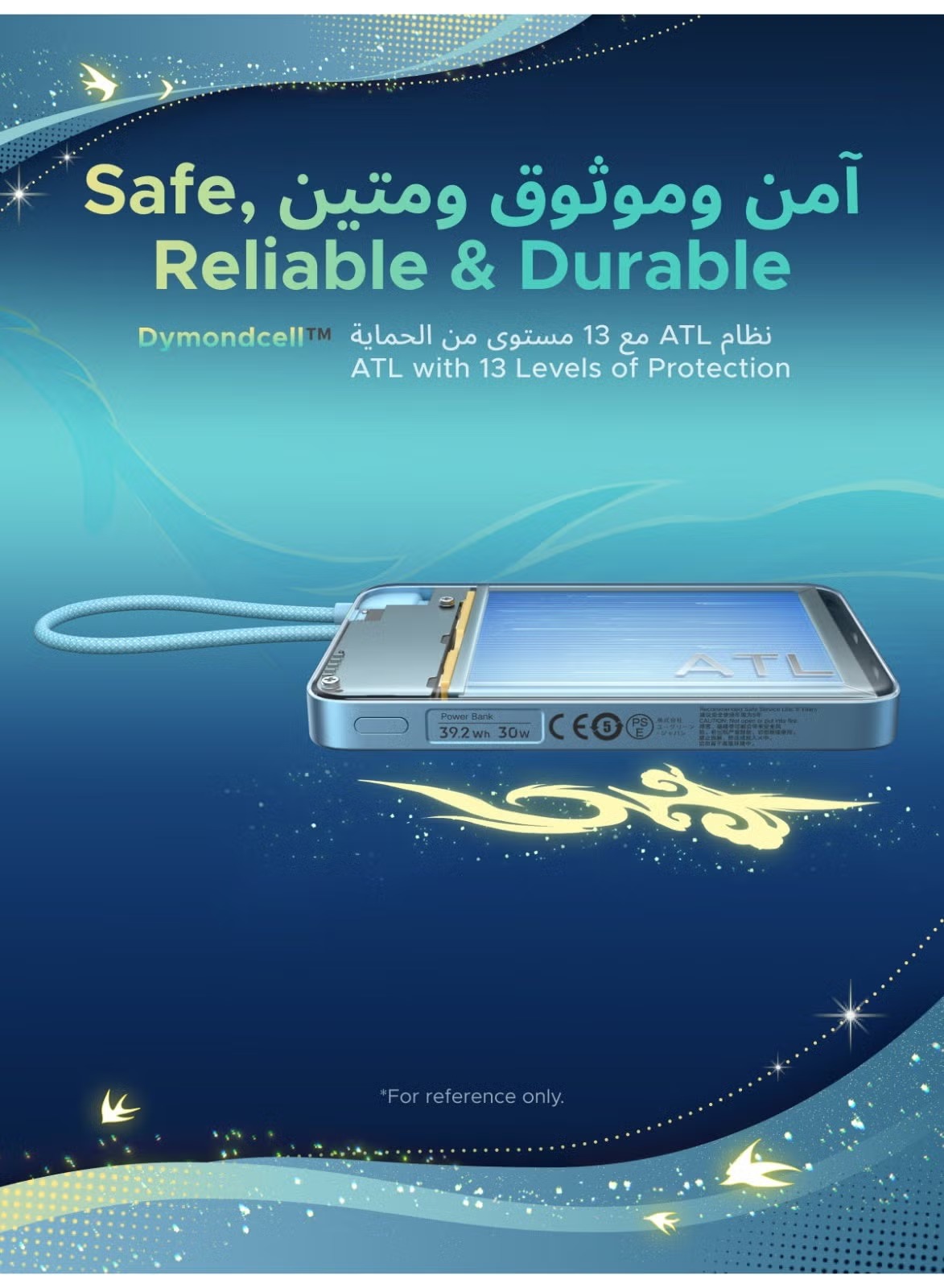 باور بانك سلكي ولاسلكي يوجرين x هونكاي ، سعة 10000 مللي امبير ، عدد 1 منفذ ، ازرق - PB570/75982SR