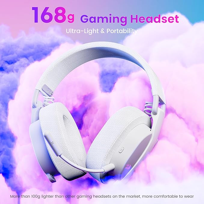 Redragon H888 Wired and Wireless Gaming Headset with Microphone , White