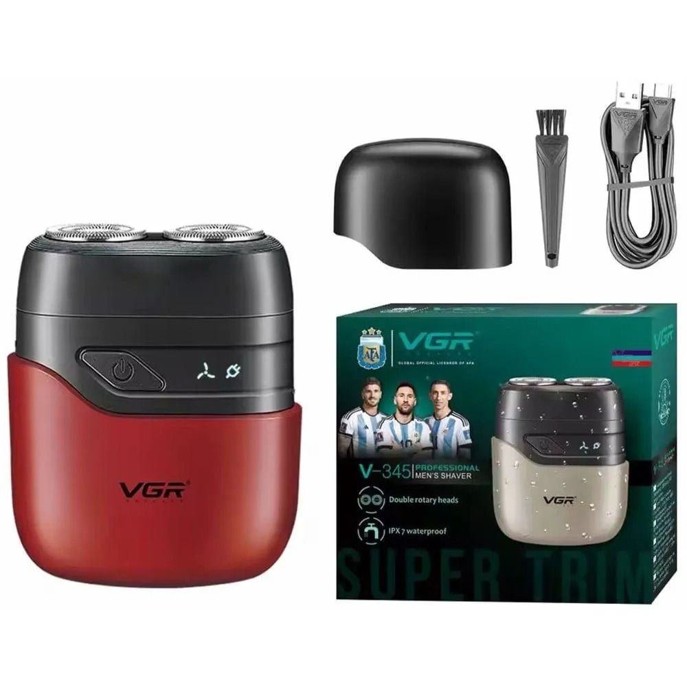 VGR Professional Cordless Foil Shaver Wet & Dry Red Black - V-345