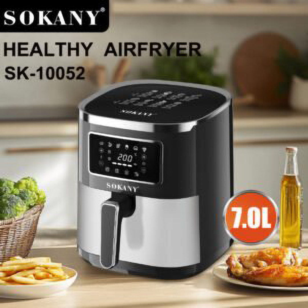 Sokany Digital Air Fryer , 7 Liter , 1700 Watt Black - SK-10052