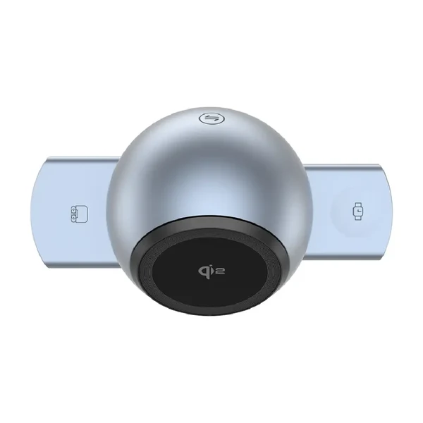 Powerology Qi2 Bluetooth Speaker with Wireless Charger , Grey - PWC039