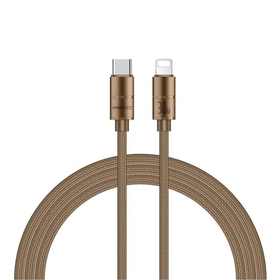 Recci Warrior Type C and Lightning Charging Cable 120 Centimeter Desert Gold - RS08CL
