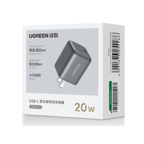 Ugreen Wall Charger , 1 Ports Type C , 20 Watt 240 Volt Black - X512-55428