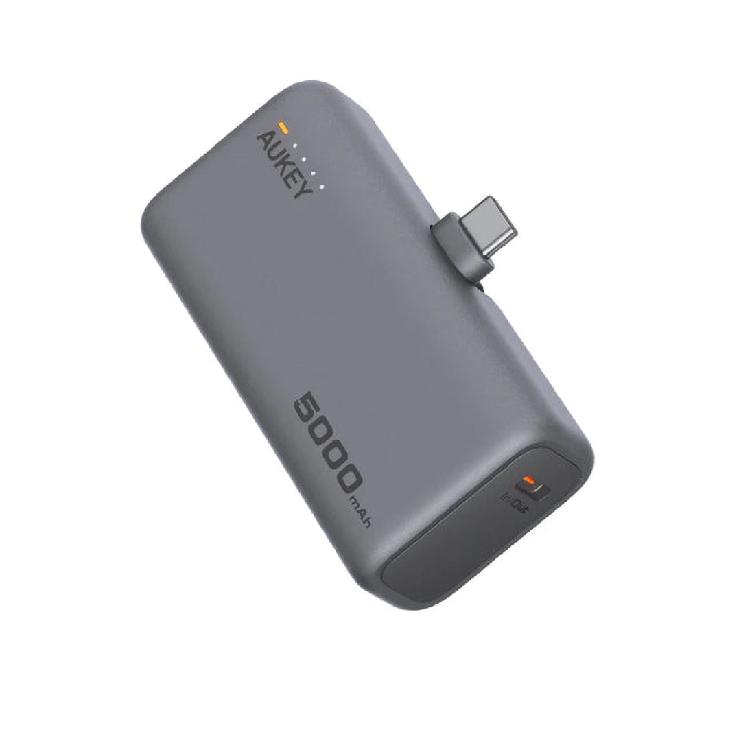 Aukey Spark Mini Wired Power Bank , 5000 mAh 2 Ports , Gray , PB-Y59