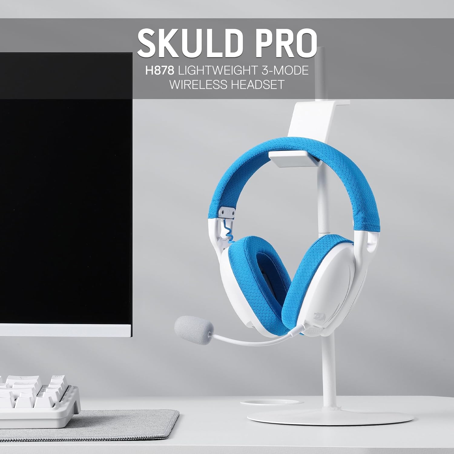 Redragon Skuld Pro H878 Wired and Wireless Gaming Headset with Microphone , White Blue