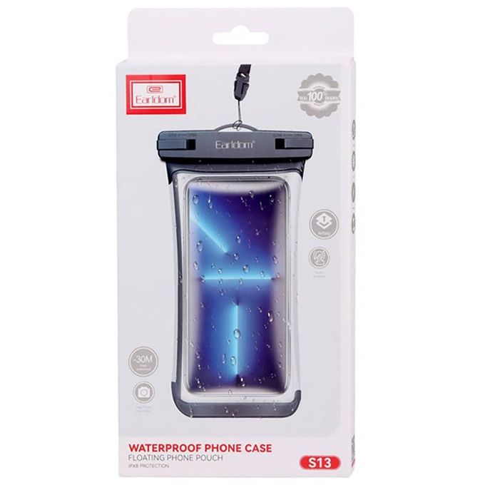 Earldom TPU front with sealed waterproof edges Waterproof Phone Case forSmartphones ,Transparent and Black - S13
