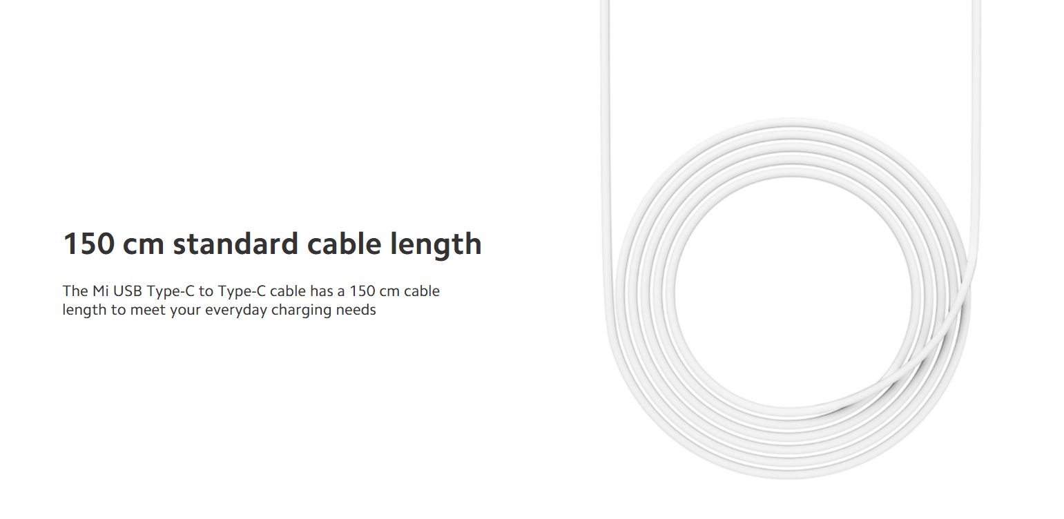 Xiaomi Mi Type C Charging Cable 150 Centimeter White - SJX12ZM