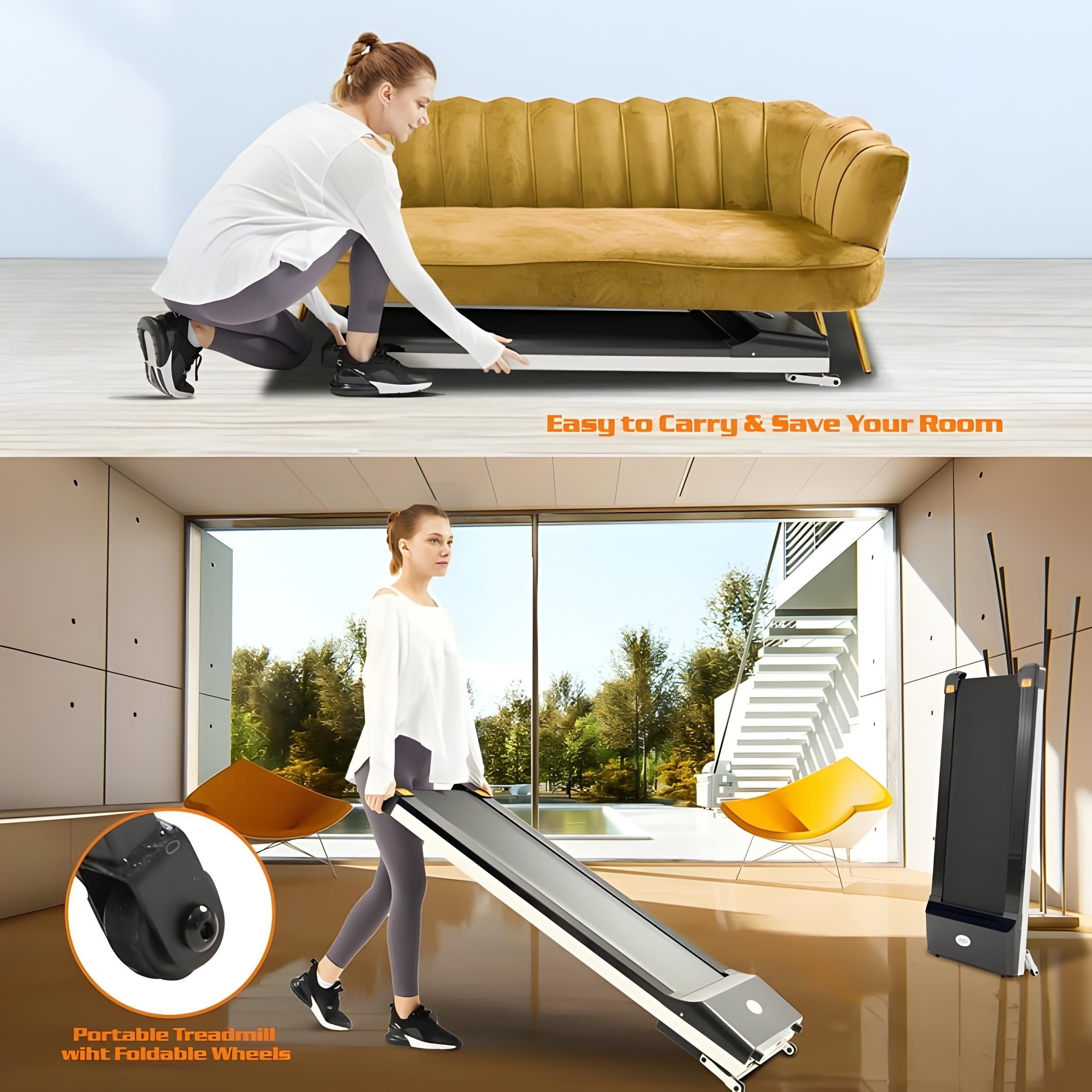 UMAY Walking Pad Treadmill , 100 Kilogram 1.5 horsepower , White