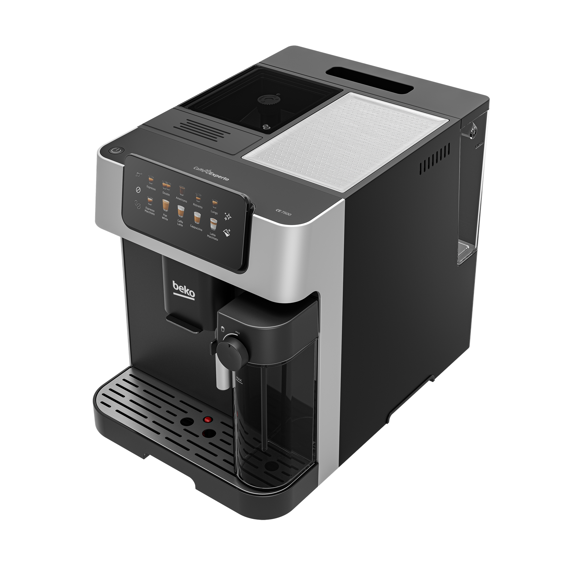 Beko CaffeExperto CE7500 Espresso Machine with Integrated Grinder , 2000 milliliter 2 Cups , Black Silver - CEG 7304 X
