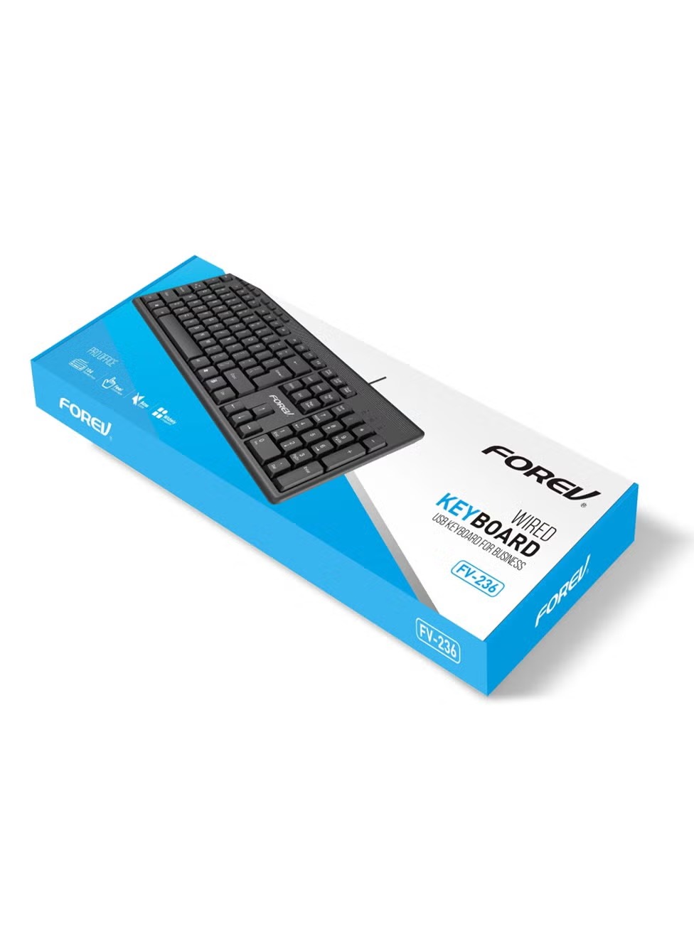 Forev Business Wired Keyboard , Black - FV-236