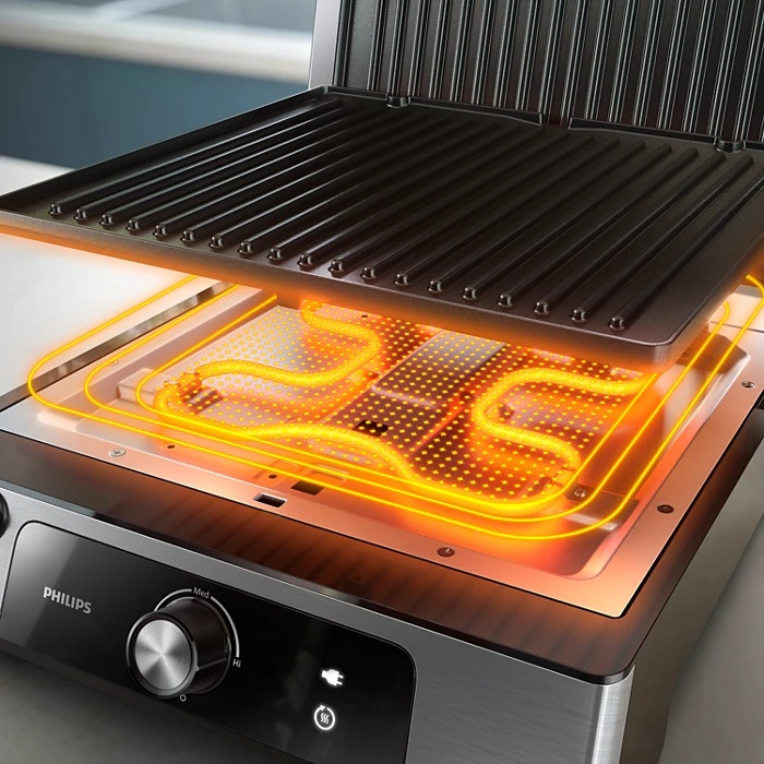 شواية كهرباء فيليبس 5000 سيريس كونتاكت ، اسود وفضي - HD6301/90
