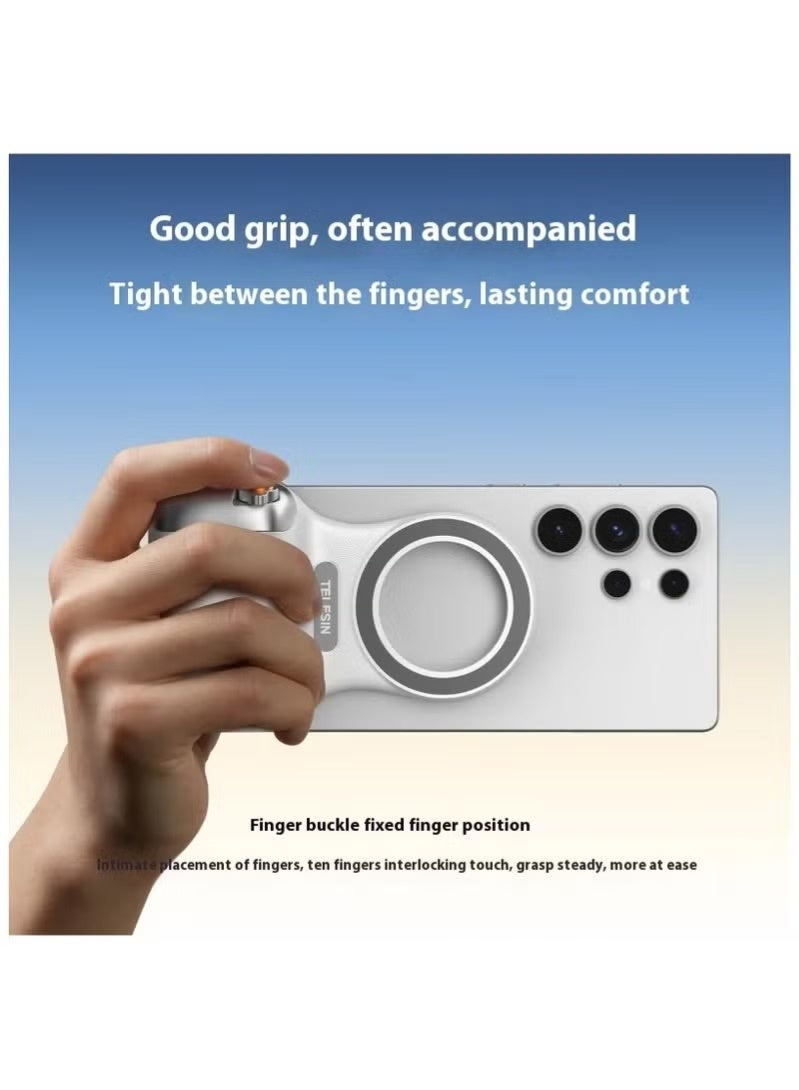 Telesin Magnetic Grip with Wireless Remote Control for iPhone devices , White Silver