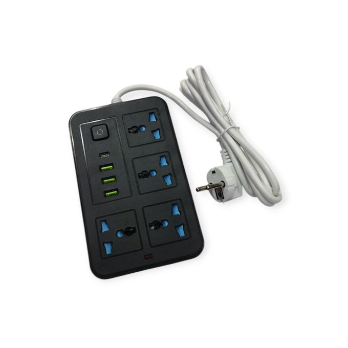 Elmaghraby Power Strip ,4 Ports ,AC, USB ,2500 Watt ,Black