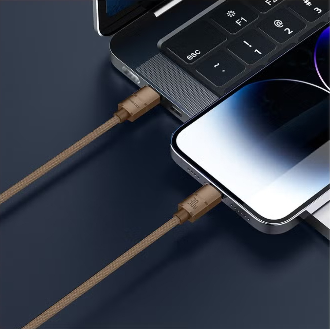 Recci Warrior Type C and Lightning Charging Cable 120 Centimeter Desert Gold - RS08CL