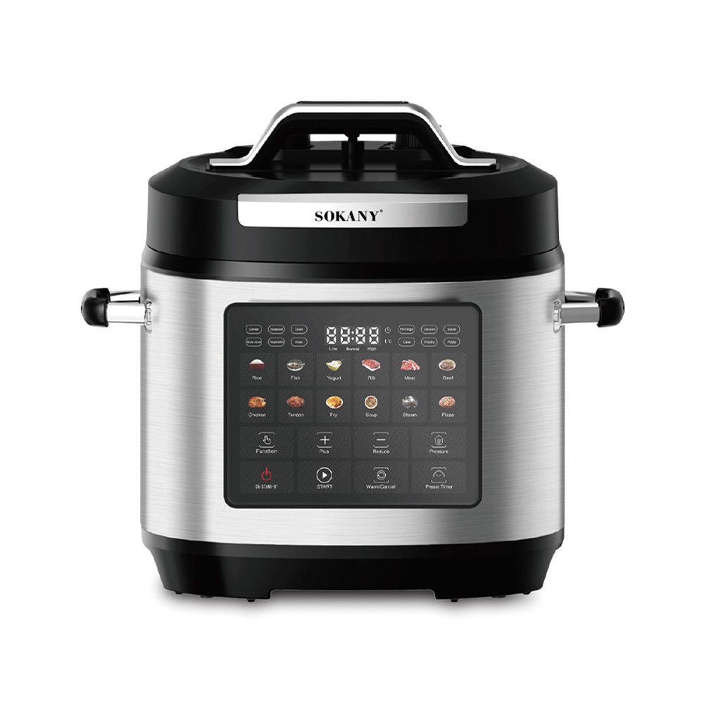Sokany Digital Pressure Cooker , 9 Liter 1300 Watt , Silver Black - SK-07092
