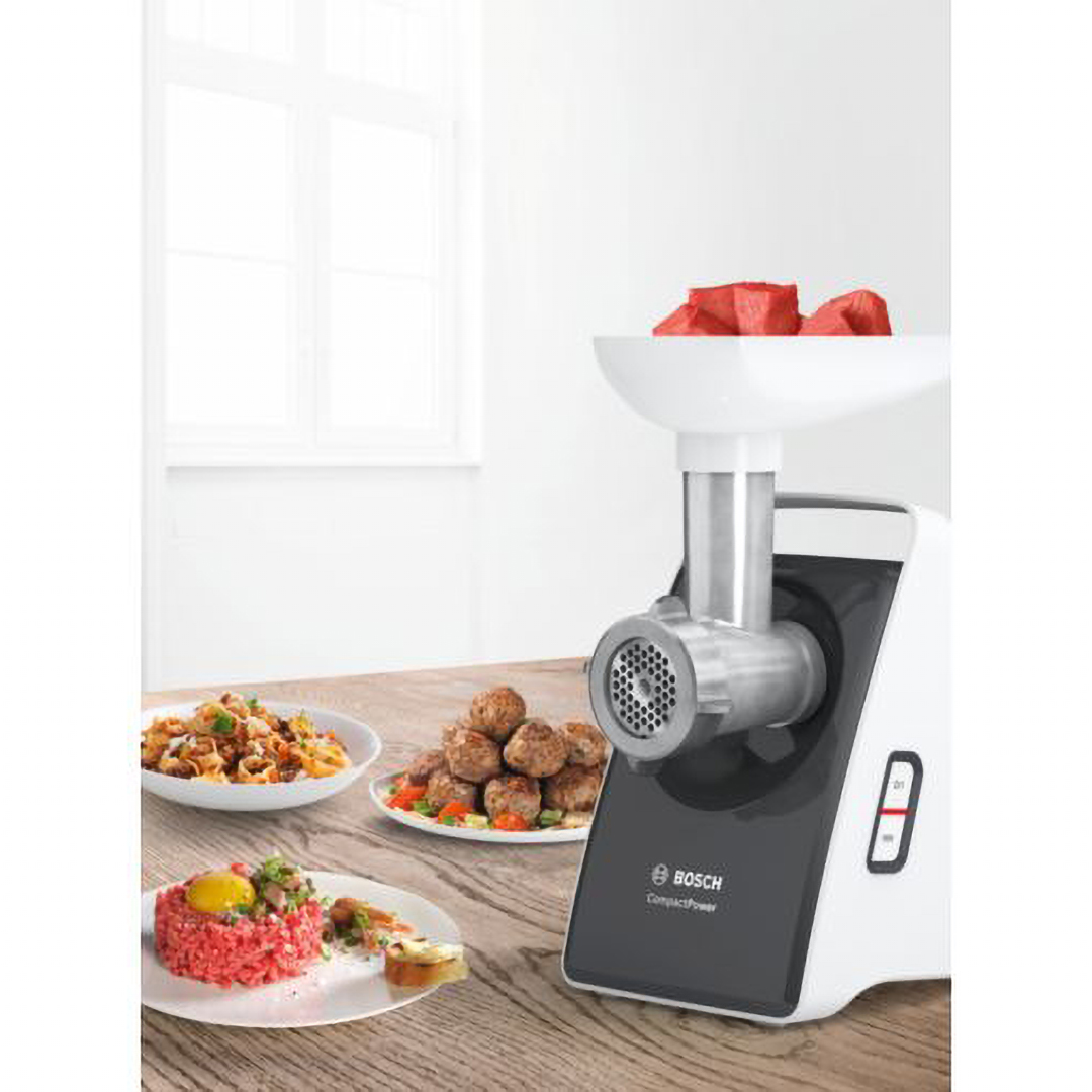 Bosch CompactPower Meat Mincer with Attachments 1600 Watt , Black White - MFW3612A