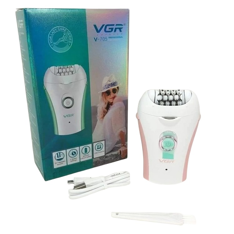 ماكينة ازالة الشعر بالملحقات في جي ار بروفيشنال ، استخدام جاف ، ابيض وبينك - V-705