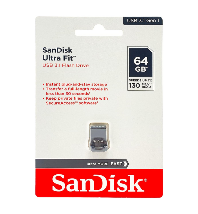 فلاش درايف منفذ USB 3 سانديسك الترا فيت ، 64 جيجا بايت اسود - SDCZ430-64G-G46
