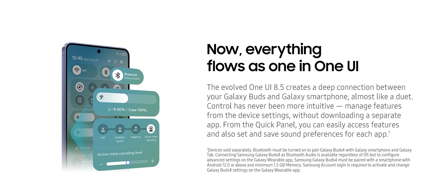 Samsung Galaxy Buds 4 Earbuds , Active Noise Cancellation , White