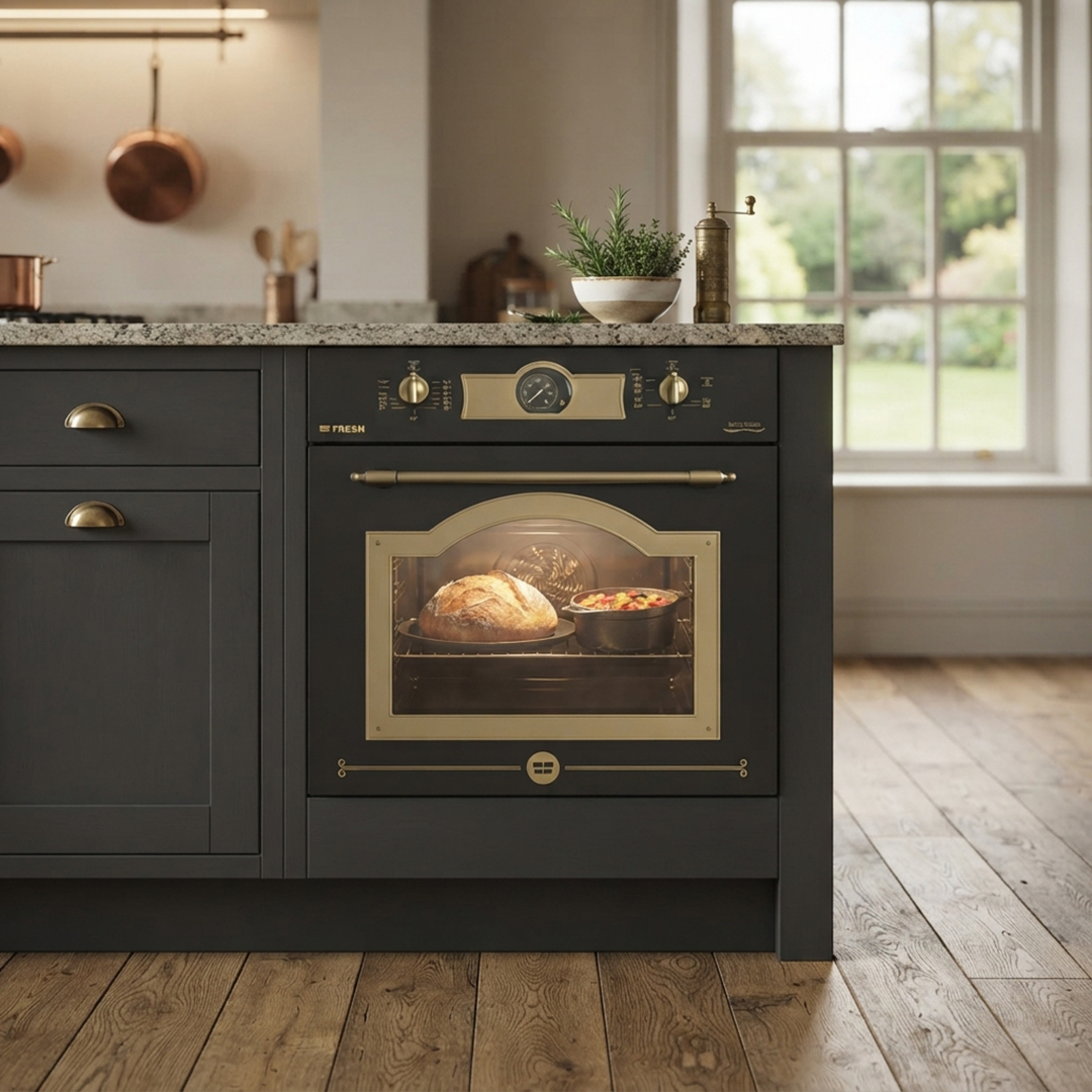 Fresh GEOFR60CMRB Built-in Gas Oven with Grill , 60 Centimeter 56 Liter , Rustic Black - 500009643