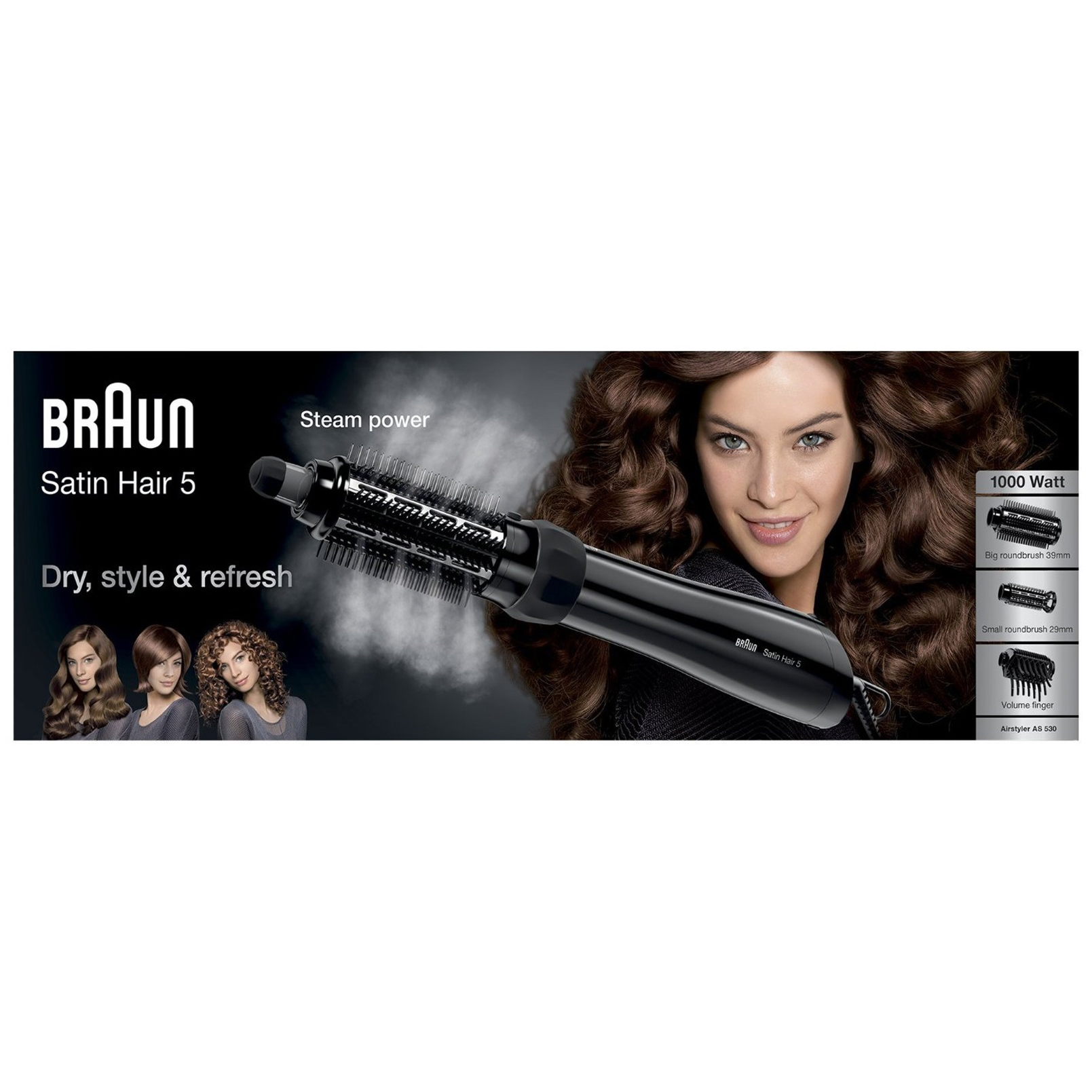 Braun Satin Hair 5 Hair Styler 1000 Watt , Black - AS530