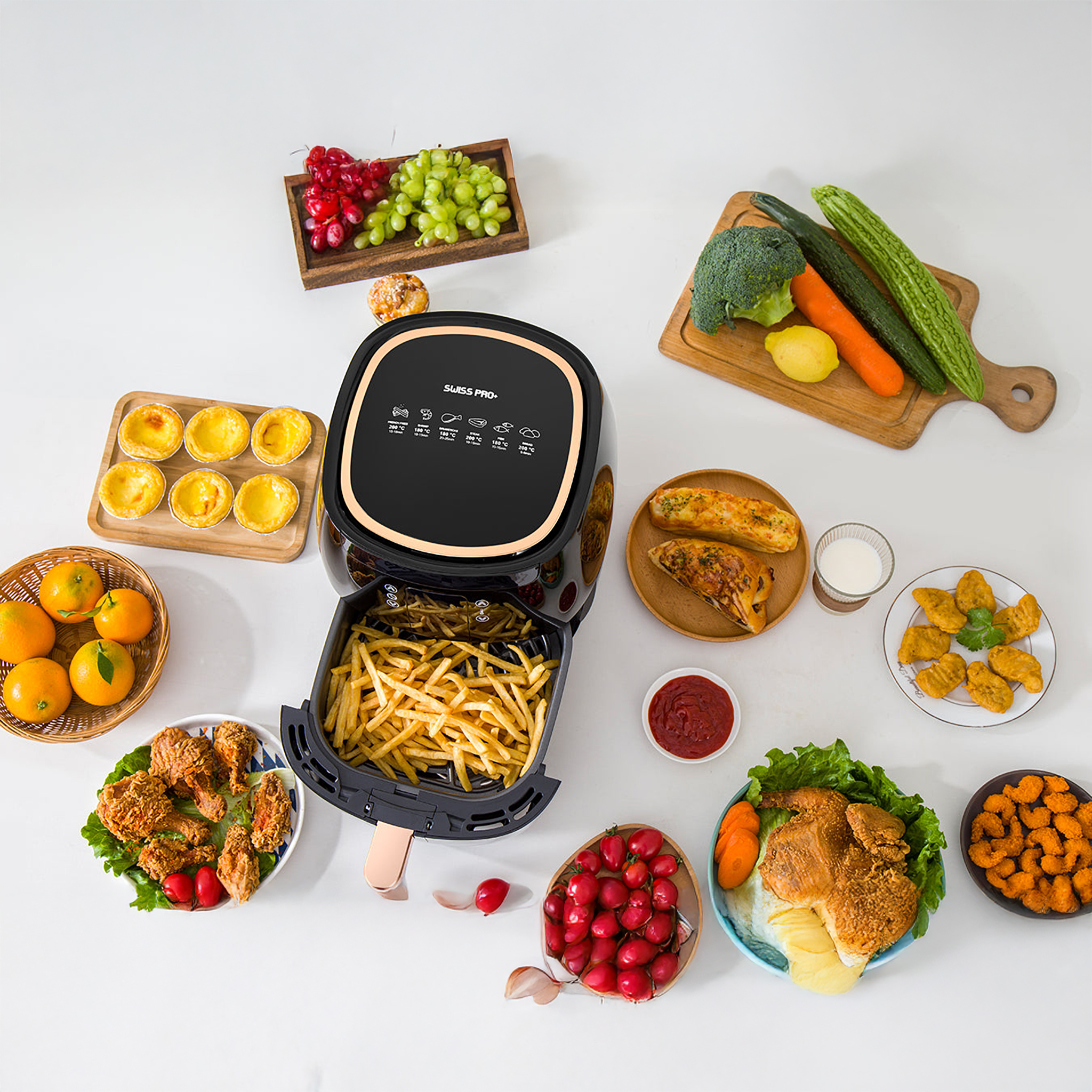 Swiss Pro Plus Air Fryer , 7 Liter , 1750 Watt Black - SP-DAF7LB