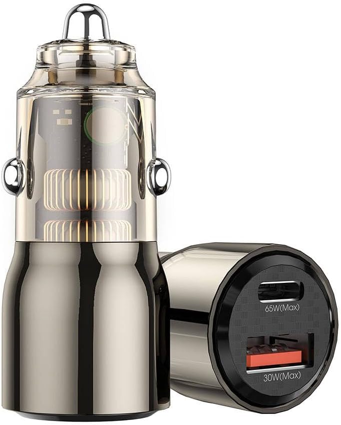 Wiwu Kirsite Geek Car Charger , 2 Ports , 95 Watt , 5 Volt , Transparent and Black - Wi-Qc012