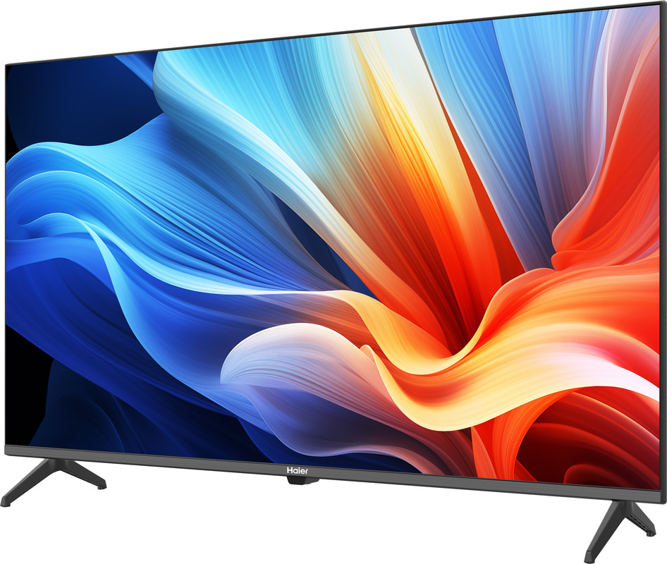 شاشة تلفزيون سمارت LED هاير بدقة FHD مع ريسيفر داخلي - مع حامل شاشة تلفزيون, 43 بوصة