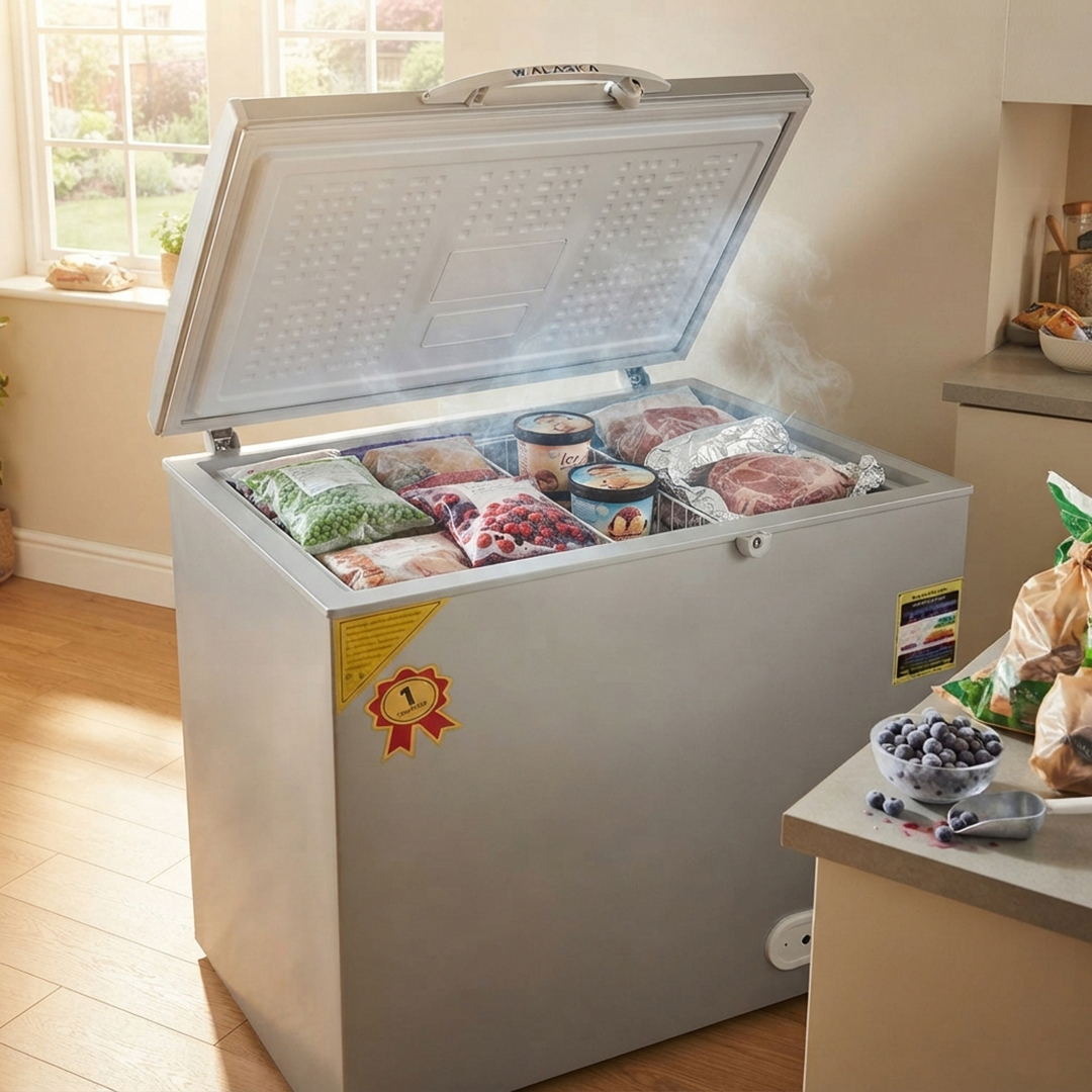 Alaska CH400S Defrost Chest Deep Freezer , 377 Liter , Silver