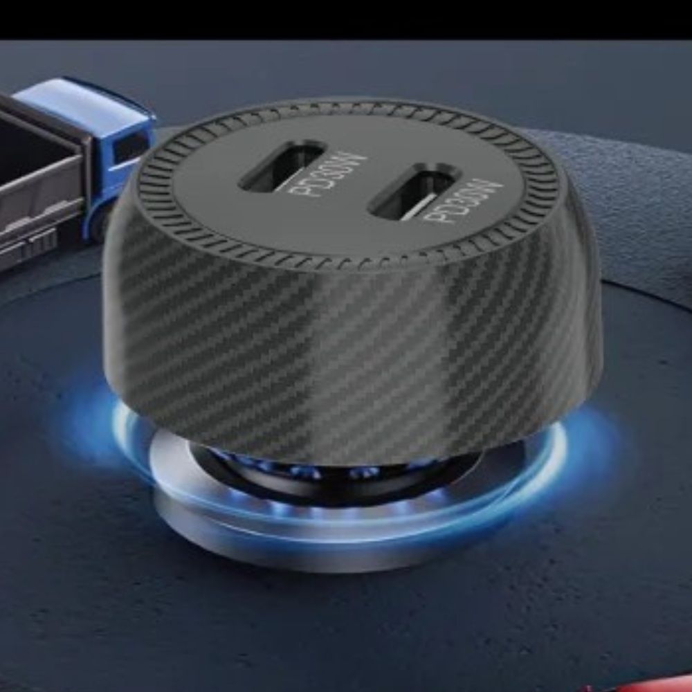 Nine Era Power Car Charger , 2 Ports , Dual Ports Type C and A , 60 Watt , 12 Volt , Black