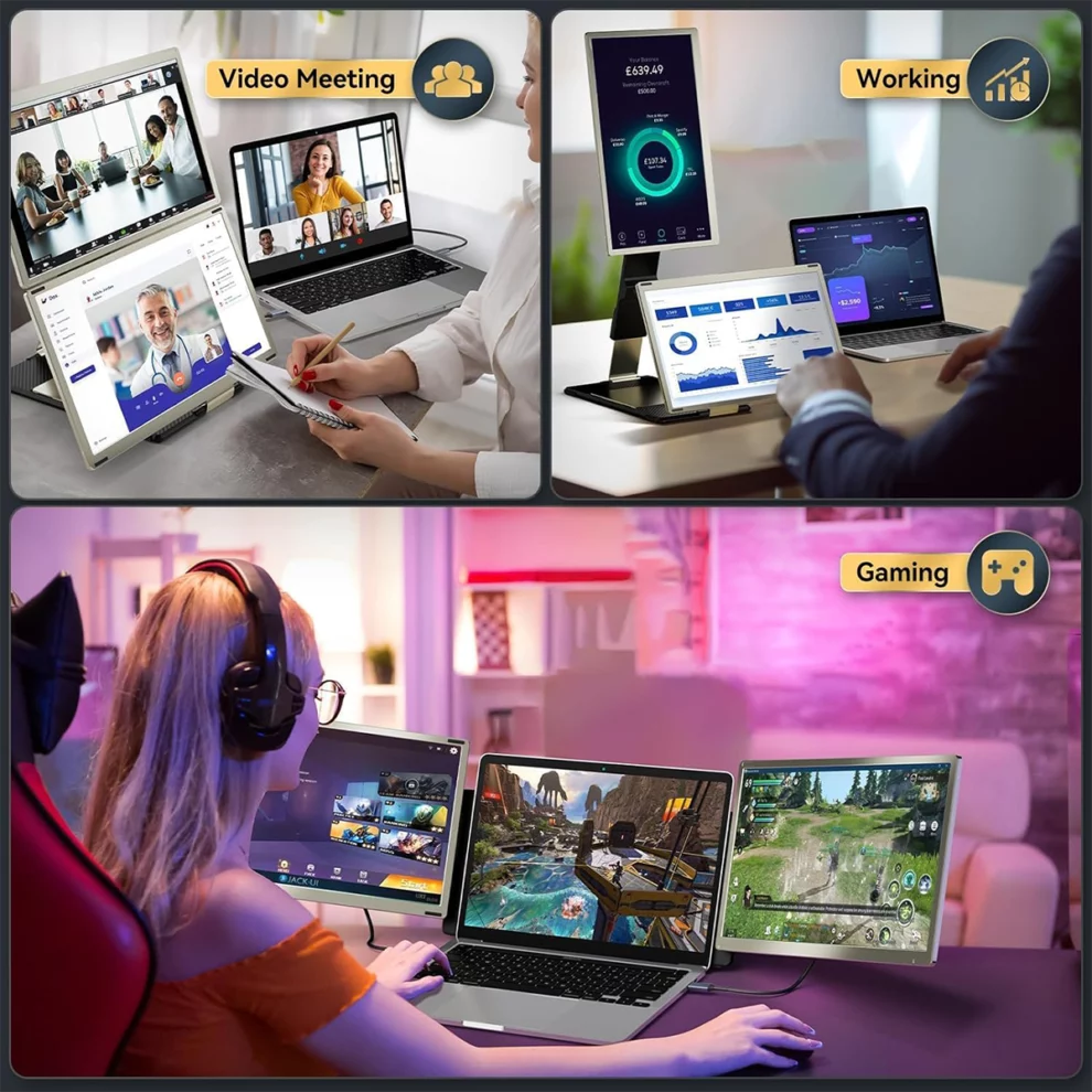 موسع شاشة في تو كوم S6 ، مقاس 15.6 بوصة ، معدل تحديث 60 هرتز ، اسود وفضي