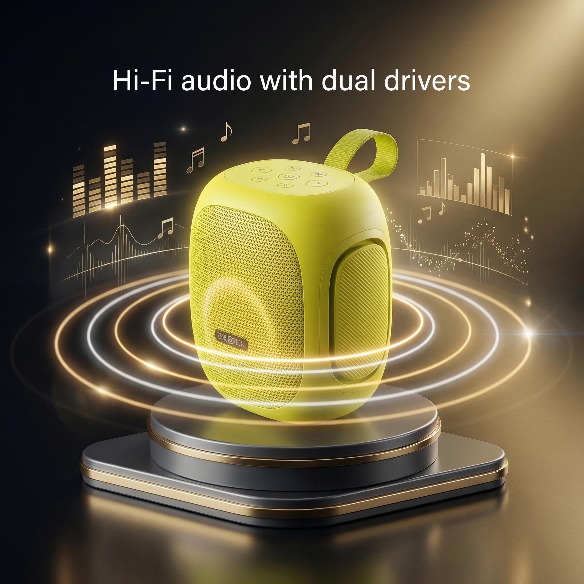 ZeroTech Portable Bluetooth Speaker , Lime Green - ZPCS-P35GN