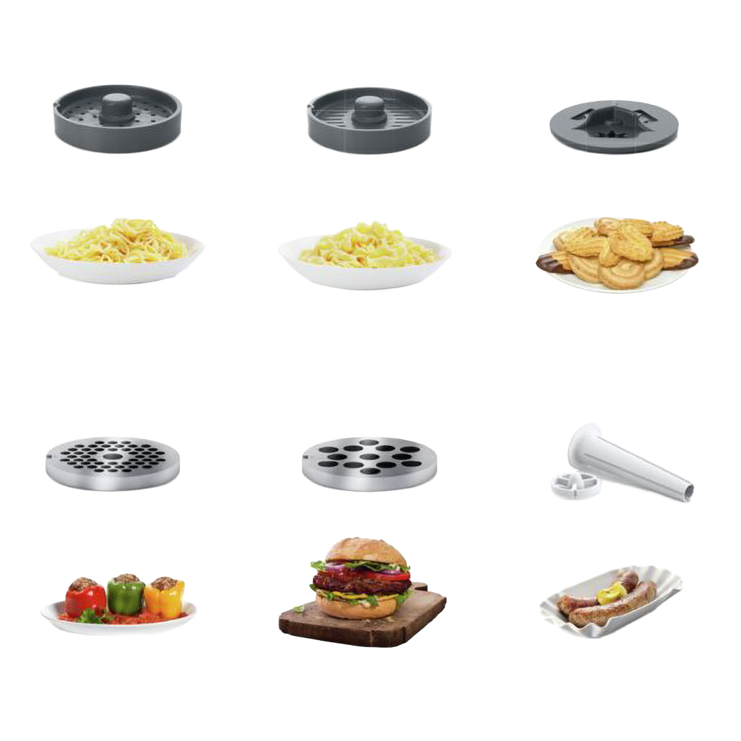 Bosch CompactPower Meat Mincer with Attachments 1600 Watt , Black White - MFW3612A
