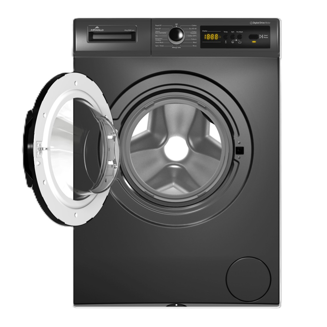 غسالة فول اتوماتيك انفرتر ارماديللو ، سعة 8 كجم ، فضي غامق - ARM-FL-8K-1200DG-003