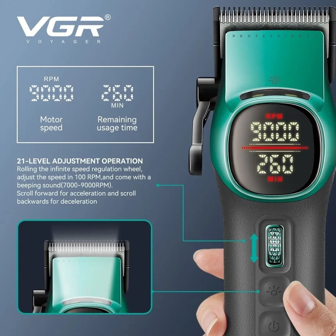 VGR Hair Clipper Kit , Black Green - V-885 S2