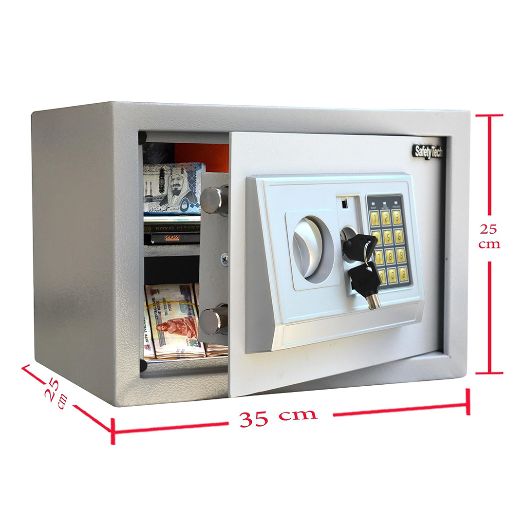 Safety Tech Digital Electronic with Key Lock Safe Box ,25 Liter ,Gray - GN25 EIA 611
