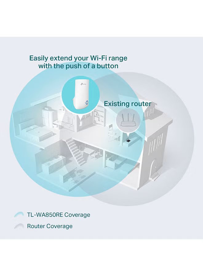 Tp-Link Wifi Extender , White - TL-WA850RE