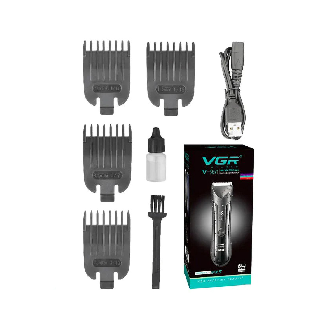 ماكينة حلاقة وتشذيب بالملحقات في جي ار ، استخدام جاف ورطب ، اسود - V-951