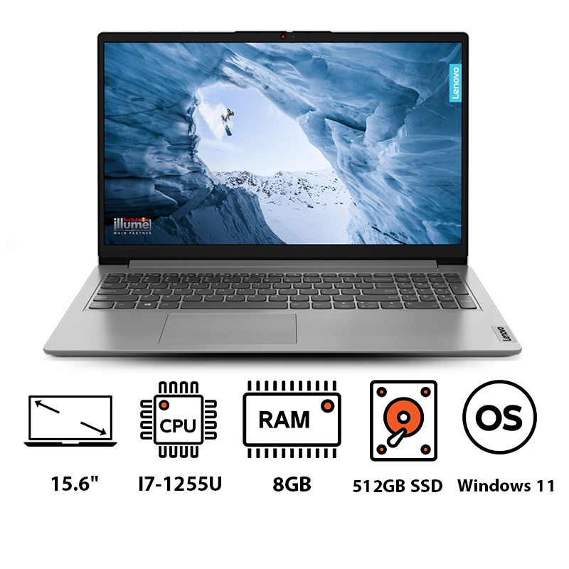لاب توب لينوفو IdeaPad 1 - 15IAU7 82QD00AVED ، معالج انتل كور i7-1255U 15.6 بوصة ، هارد 512 جيجا بايت ، رام 8 جيجا بايت ، كارت شاشة انتل ايريس XE جرافيكس ،ويندوز 11 - ازرق ايبس