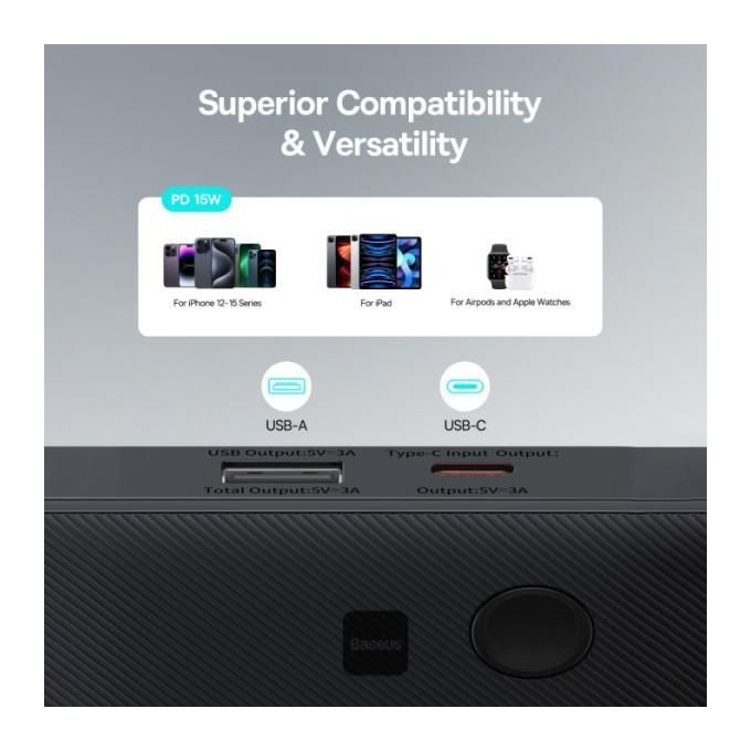 Baseus Airpow Lite Wired Power Bank , 10000 mAh 2 Ports , Cosmic Black , P10067500123-00