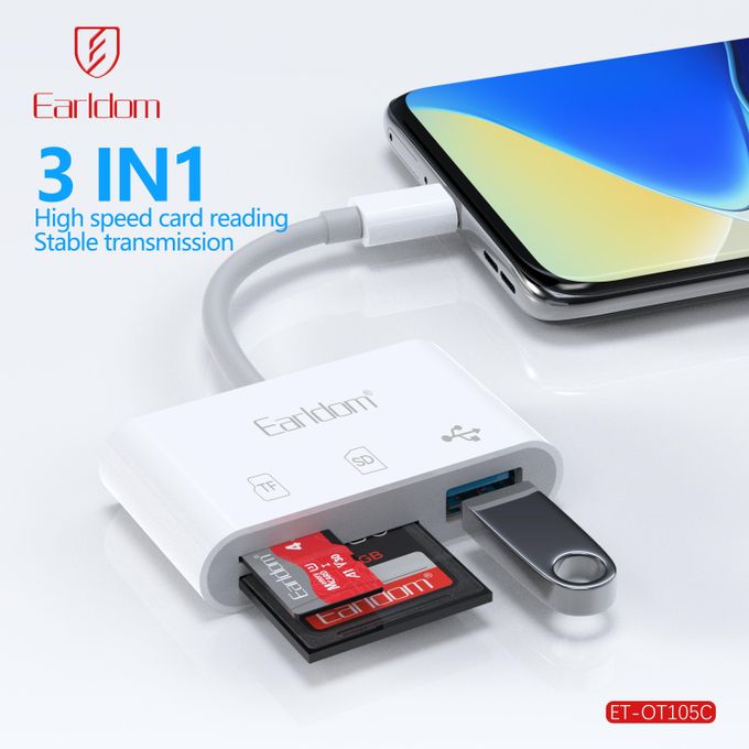 Earldom 3 in 1 OTG Adapter White - ET-OT105C