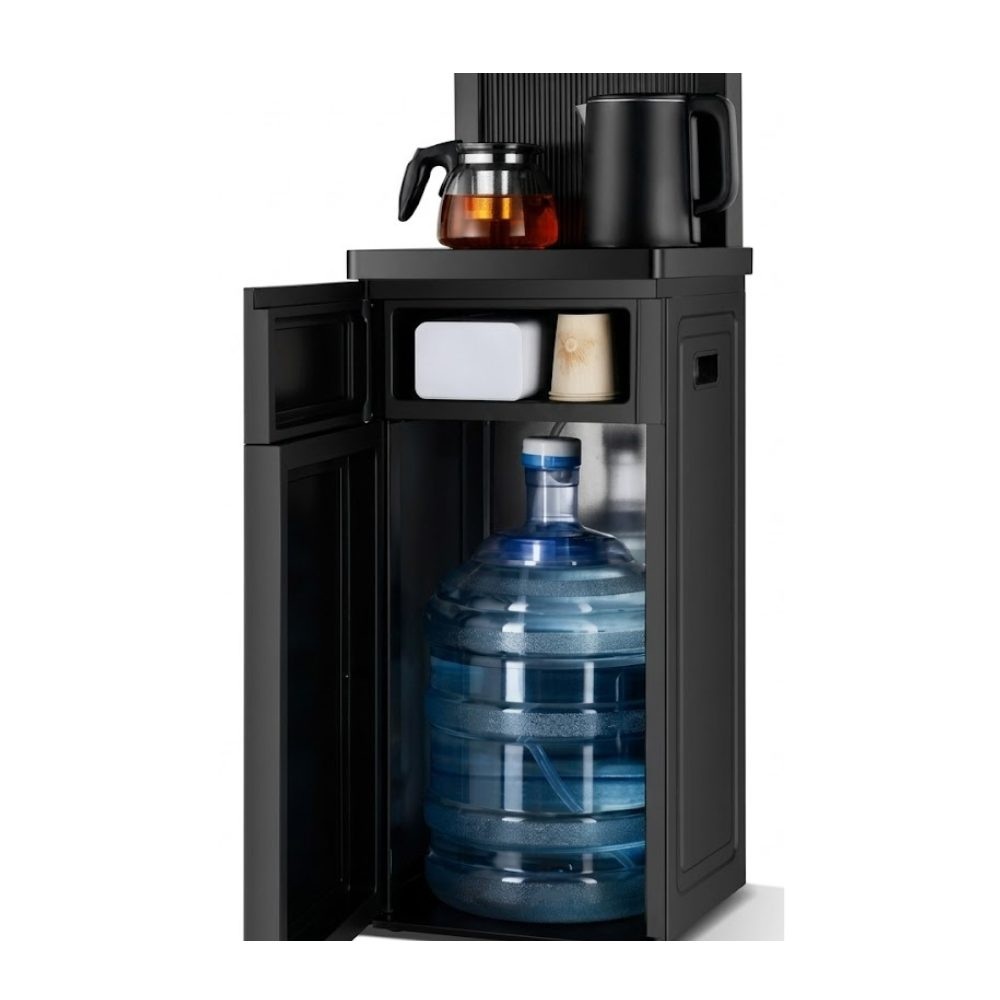 Purity Cold & Normal Bottom Loading Digital Water Dispenser with Tea Maker and Kettle , 2 Tabs Black - PFK49