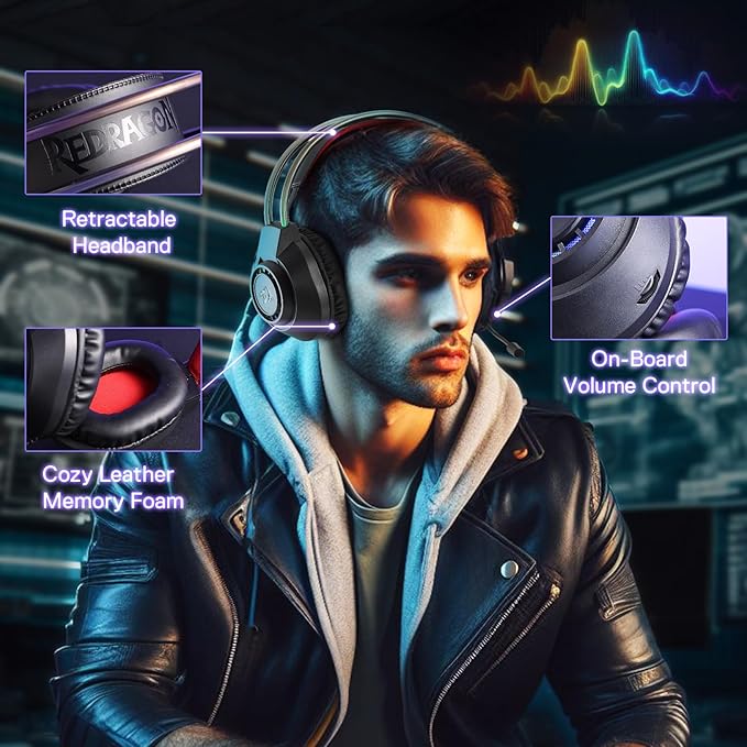 Redragon Scream H231 Wired Gaming Headset with Microphone , Black