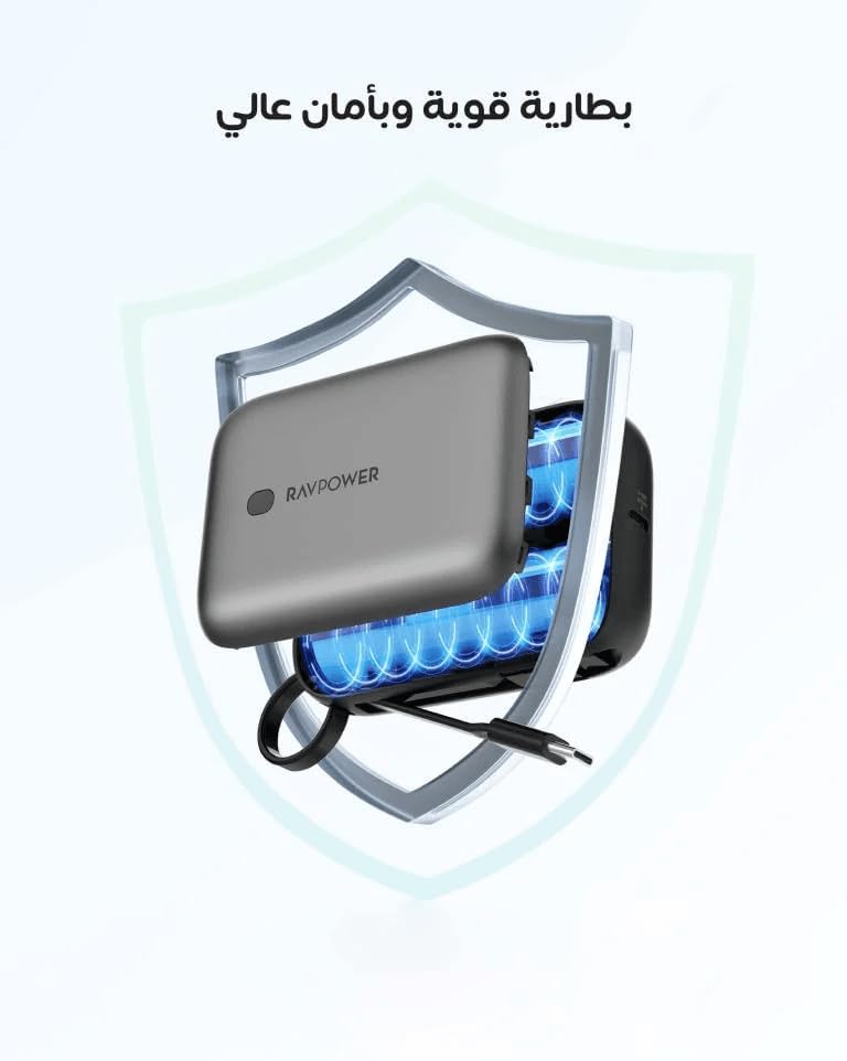 باور بانك سلكي راف باور ، سعة 10000 مللي امبير ، عدد 2 منفذ ، اسود - RP-PB1224