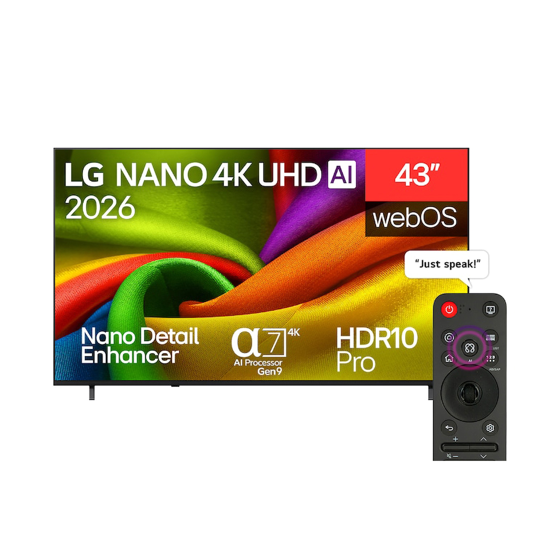 شاشة تلفزيون سمارت ال جي ، مقاس 43 بوصة ، ليد ، دقة نانو 4K UHD ، بريسيفر داخلي - 43NU850B6LA
