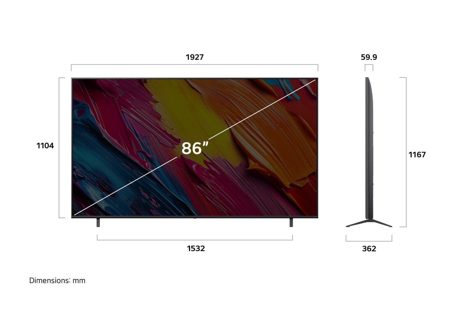 شاشة تلفزيون سمارت ال جي ، مقاس 86 بوصة ، QNED ، دقة 4K UHD ، بريسيفر داخلي