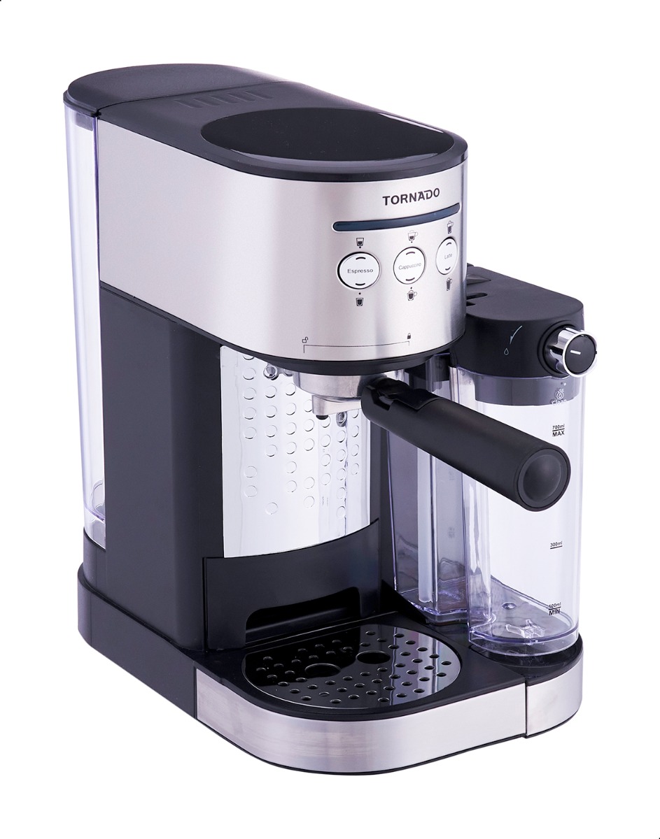 Tornado Coffee Machine , 1.2 Liter 2 Cups 1470 Watt , Black Stainless Steel - TCM-14125
