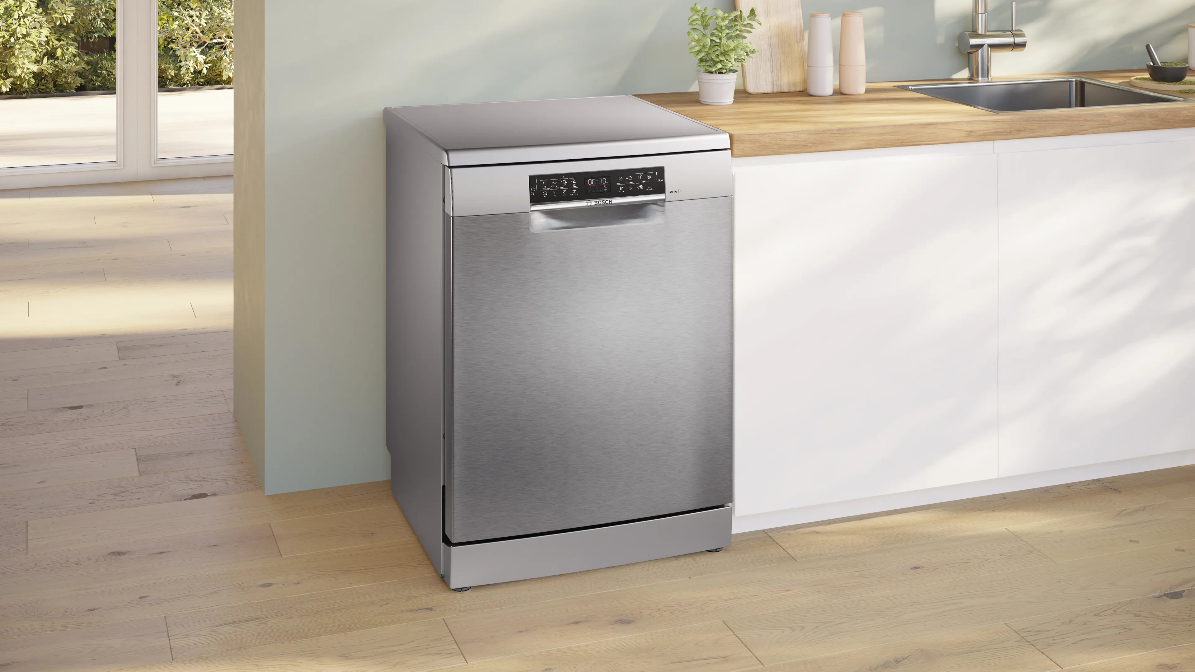 Bosch Series 6 Free Standing Dishwasher , 14 Persons Brushed Steel - Anti-fingerprint- SMS6ECI83T