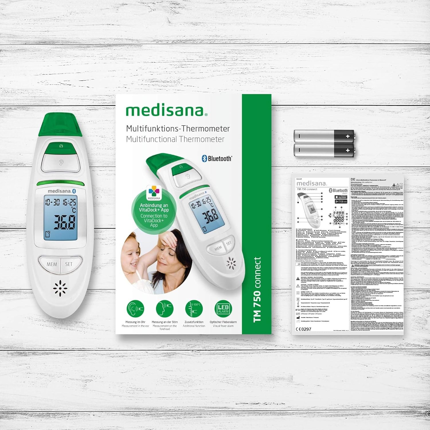Medisana TM 750 Digital Thermometer , White Green - 76140