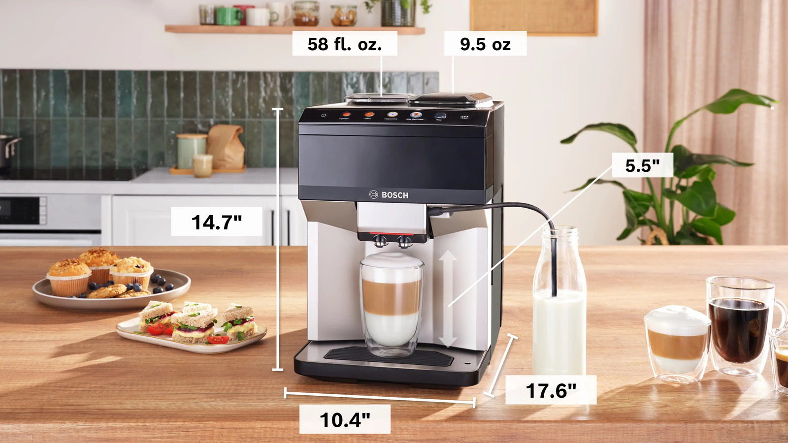 ماكينة اسبريسو اتوماتيك بمطحنة بوش سيريس 4 فيروكافيه ، سعة 1.9 لتر ، 2 كوب ، اسود - TPE40307